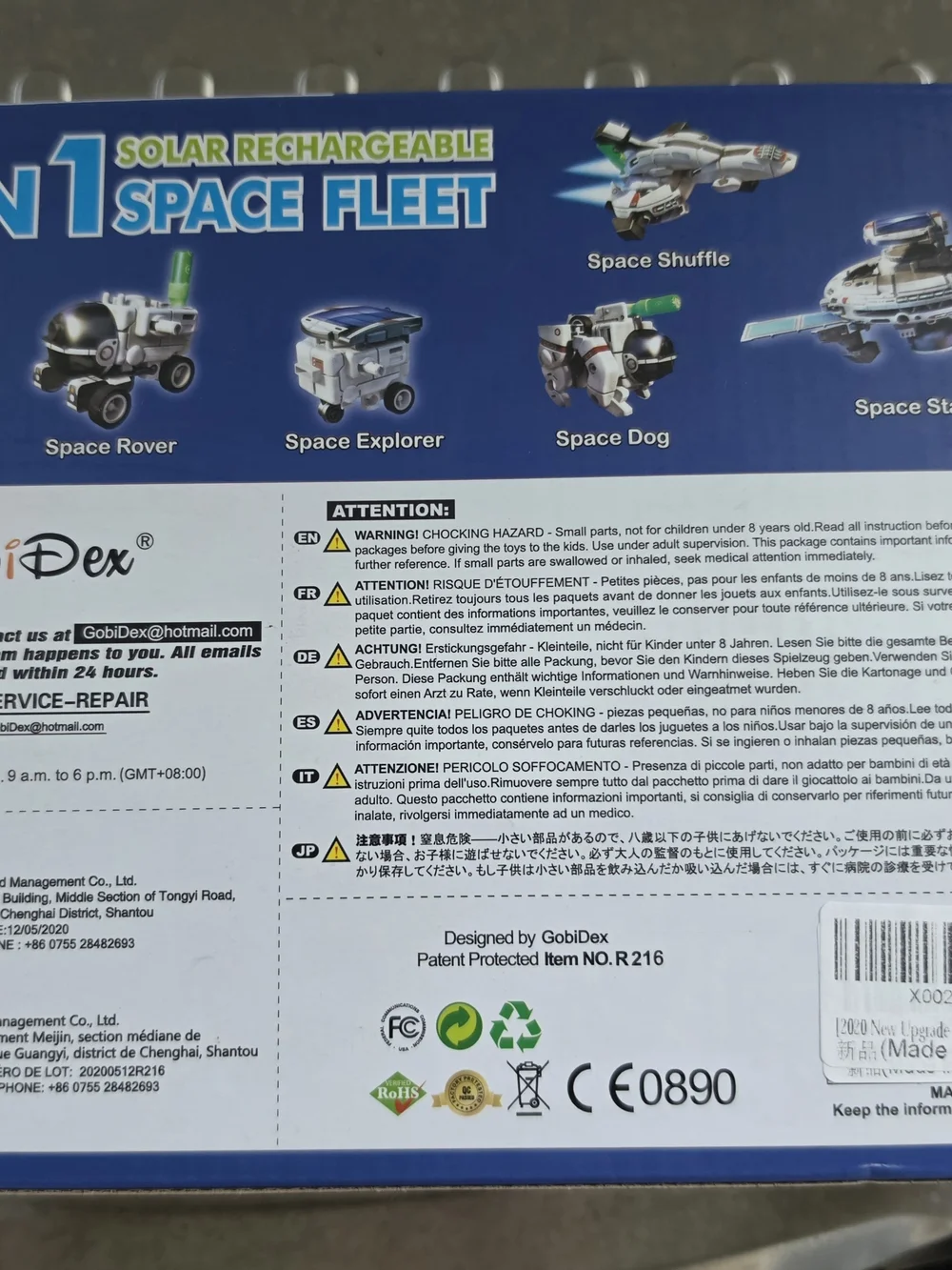 Space Fleet Solar Rechargeable Kids Toy - White and Black